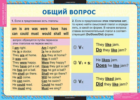 Учебный альбом из 8 листов «Английский язык. Вопросительные и отрицательные предложения»